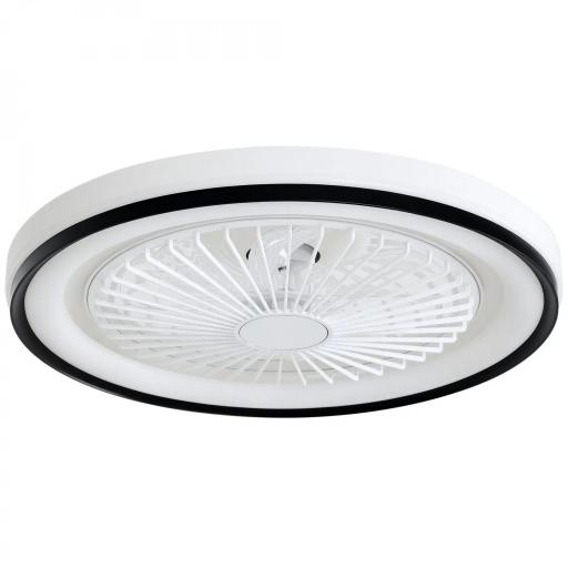 Ventilador de Techo con Luz LED Regulable Motor DC Silencioso Control Remoto y Temporizador 2/4 Horas Ø46x16 cm Blanco [1]