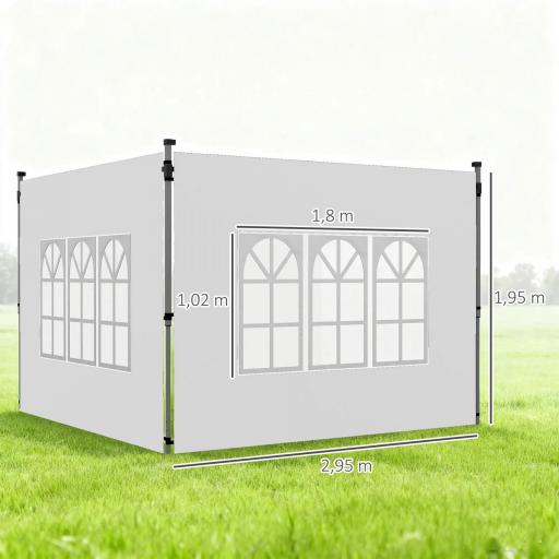 Paredes Laterales para Carpa de 3 x 3 / 3 x 4 m 2 Paneles de Tela Oxford de 295x195 cm con Ventana para Fiestas Blanco [1]