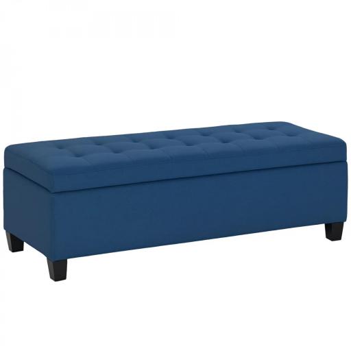Banco de Almacenamiento Puff de Almacenaje Taburete Tapizado en Lino con Tapa Abatible para Entrada 125x49x41,5 cm Azul [8]