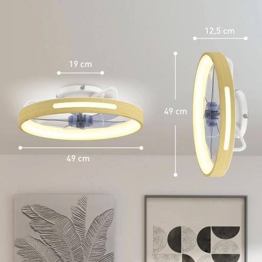 Ventilador de Techo con Luz LED 40 W Motor DC Reversible Mando a Distancia 6 Velocidades 3 Colores Temporizador Natural [1]