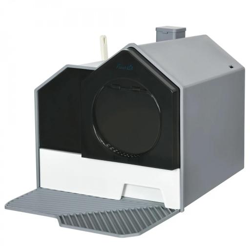 Arenero para Gatos Caja de Arena Cerrada para Gatos con Bandeja Extraíble Pala y Filtro Desodorizante 47x45x42 cm Gris [8]