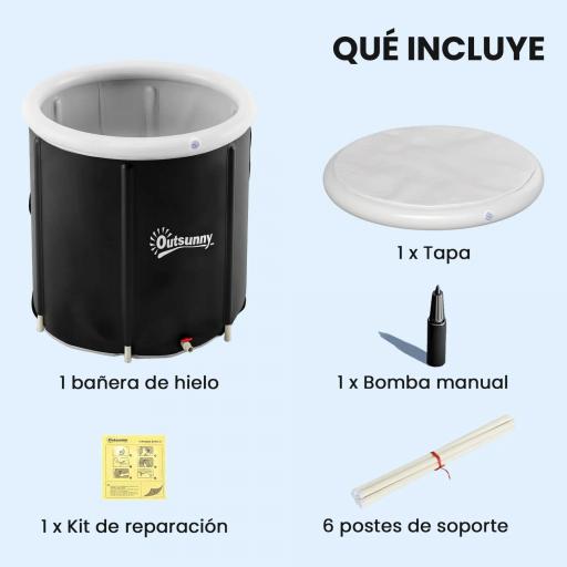Bañera de Hielo 280L Bañera Hinchable Portátil para Recuperación de Atletas con Cubierta y Bomba Ø78x71 cm [6]