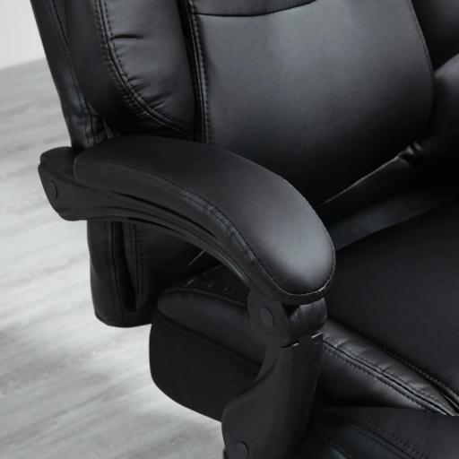  Silla de Oficina Ergonómica Silla de Escritorio Ajustable en Altura con Respaldo Inclinable hasta 130° Función Basculante y Resposapiés Retráctil Acero 65,5x79x112-118 cm Negro [2]