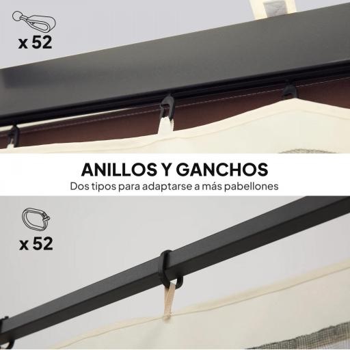  4 Paneles Laterales 3,4x2 cm para Carpa de Jardín Tela Mosquitera para Cenador Gazebo con Cremalleras y Anillas Negro [6]