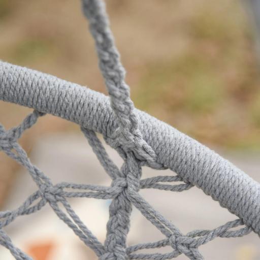 Silla Colgante Redondo de Ø60 cm Silla Hamaca Columpio con Cojín y Cuerda de Algodón para Interior y Exterior Carga 120 kg 80x80x42 cm Gris [7]