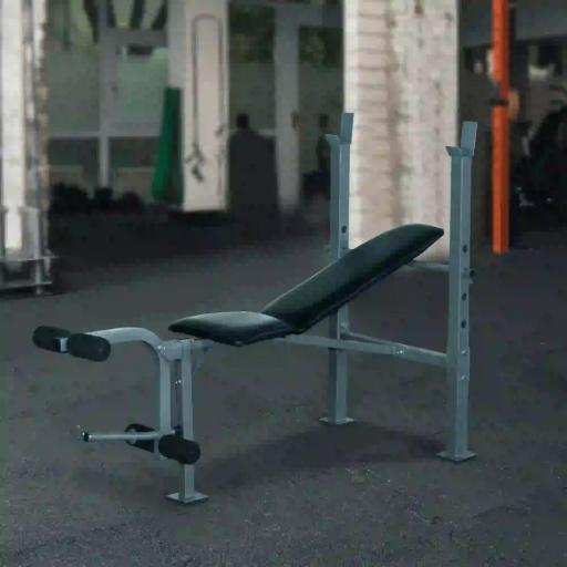 Banco de Musculación Banco de Pesas Maquina de Fitness Entrenar Musculos 165x68x114cm con Respaldo Regulable Espuma [10]
