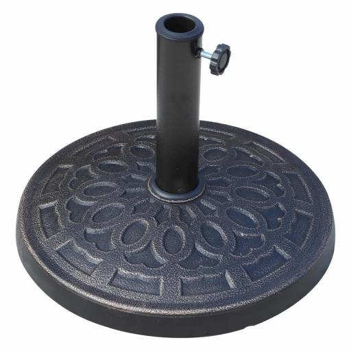 Base para Sombrilla de Jardín de 12 kg Soporte de Parasol Redondo de Resina para Postes de 38mm/48mm Ø44x34 cm Bronce [8]