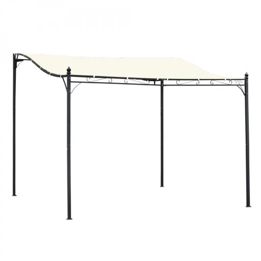 Cenador de Jardín 3x3 m Pérgola con Toldo y 16 Orificios de Drenaje para Patio Terraza Metal y Poliéster 180 g/m² Resistente Crema [9]