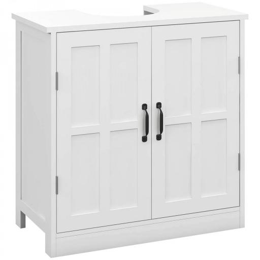 Armario de Baño Bajo Lavabo con Puerta Doble y Estante Ajustable Carga 20 kg 60x30x60 cm Blanco [3]