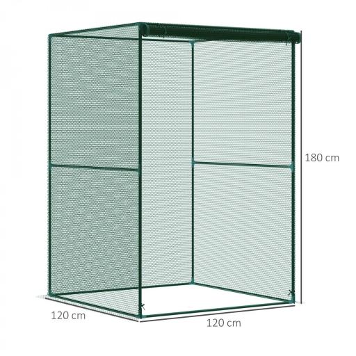 Jaula de Cultivo para Plantas 120x120x180 cm con Puerta Enrollable y Marco de Acero para Jardín Terraza Color Verde [1]