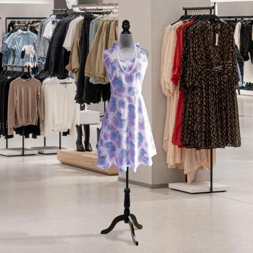 Maniquí de Costura Ajustable a 130-168 cm con Trípode de Madera para Fotografía de Moda Exposición de Prendas Gris [0]