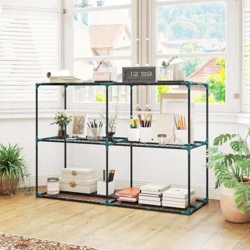 Soporte para Plantas de 3 Niveles Estantería para Plantas de Acero para Interior y Exterior 143x48x100 cm Verde [3]
