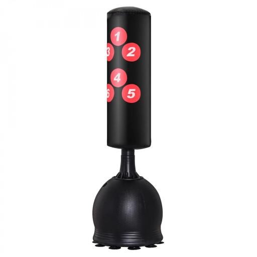Saco de Boxeo de Pie 165 cm con Base Rellenable de Agua 22,5 kg o Arena 27,5 kg y Ventosas de Goma para Adultos y Niños 50x50x165 cm Negro [8]