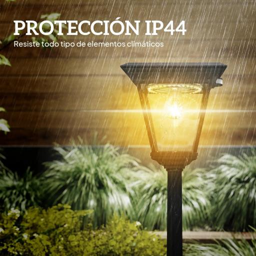 Farola Solar Exterior con Panel Solar Encendido y Apagado Automático Sensor de Movimiento IP44 26x24x220 cm Negro [4]