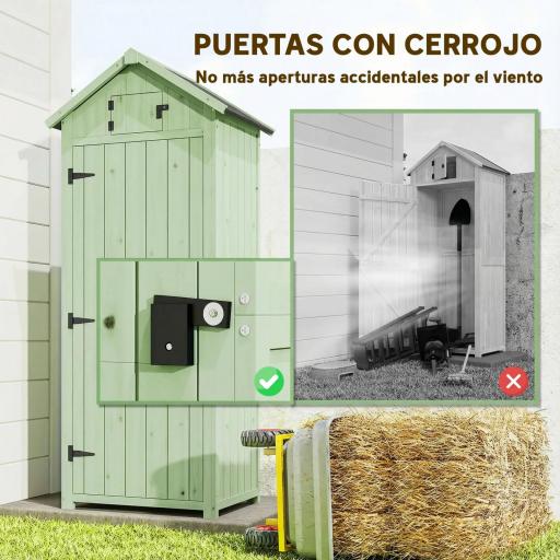 Armario de Jardín de Madera Armario de Almacenamiento Cobertizo de Jardín con Estantes 77x54,2x179 cm Verde [7]