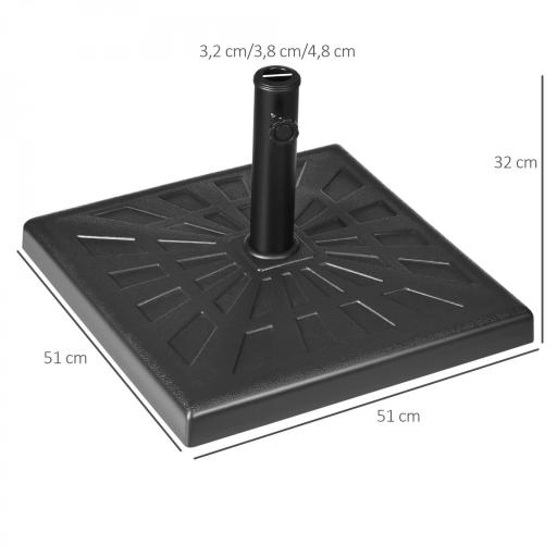 Base para Sombrilla de Resina 19 kg para Mástil de Ø32/38/48 mm para Jardín Terraza Patio 51x51x32 cm Negro [1]