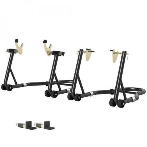 Caballete de Moto Carga 390 kg Soporte Delantero y Trasera Universal Elevador de Moto de Acero con Ruedas Negro [10]