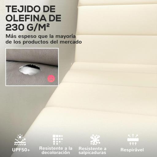Pack 2 Cojines para Tumbonas Plegables 203x66x3 cm con Reposacabezas y Correas de Sujeción Crema [2]