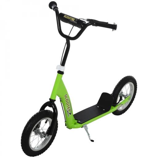 Patinete para Niños Mayores de 5 Años Scooter 2 Neumáticos Inflables de Caucho con Frenos Manillar Ajustable Pedal Antideslizante 117x52x80-85 cm Verde [8]