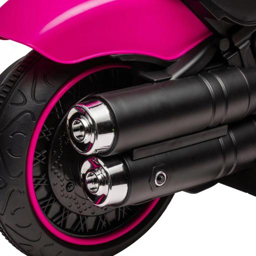 Moto Eléctrica para Niños de 18-36 Meses con Batería 6V Faro y Ruedas Auxiliares Desmontables Rosa [7]