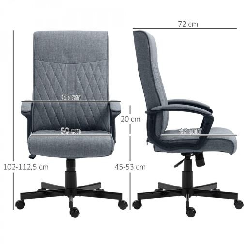 Silla de Oficina con Respaldo Alto Altura Ajustable y Función de Inclinación 65x72x102-112,5 cm Gris Oscuro [1]