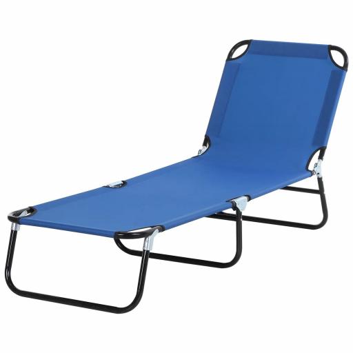 Tumbona Plegable Reclinable con Ángulo Ajustable de 5 Posiciones para Jardín Exterior Piscina Terraza Camping Carga 120 kg 188x56x28 cm Azul [9]