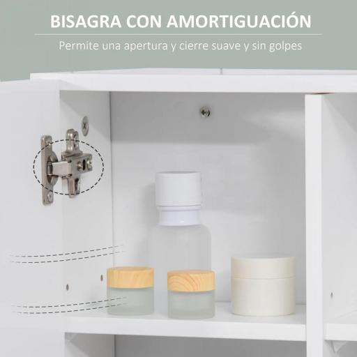 Armario de Baño con Espejo Mueble Colgante de Aseo con 2 Puertas y 2 Estantes Ajustables Interiores 54x15,2x55,3 cm Blanco [4]