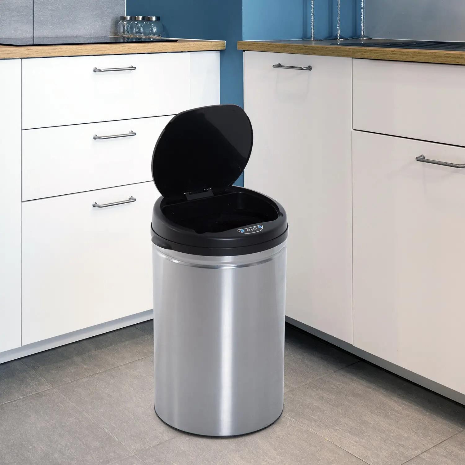 Contenedor Papelera Cubo Basura 30L con Sensor Detector Movimiento automático Acero Inoxidable