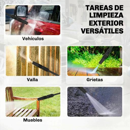 Hidrolimpiadora de Alta Presión 1600W 120 Bar con Bomba Boquilla Ajustable y Parada Automática 29,5x22x60 cm Amarillo [5]