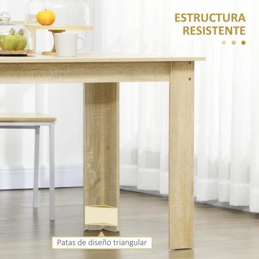 Mesa de Comedor para 4-6 Personas Rectangular de Melamina de Madera y Estilo Moderno 120x69x75 cm Roble [7]