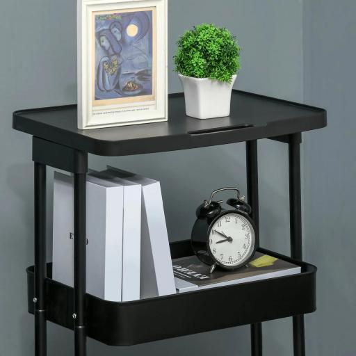 Carrito Auxiliar con Ruedas Carro de Almacenaje de 3 Niveles para Baño Cocina Dormitorio Oficina 46x34,5x76,5 cm Negro [3]