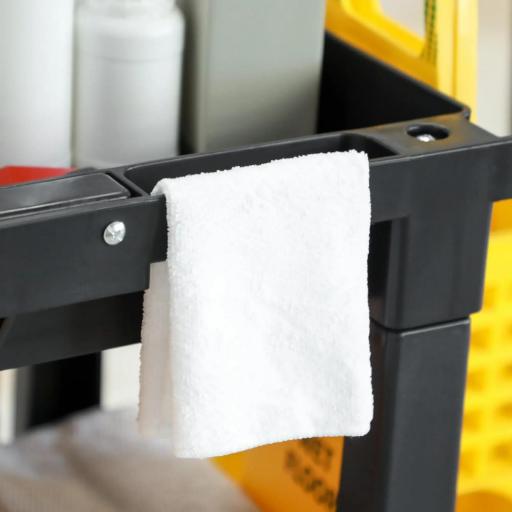 Carro de Limpieza con Bolsa con Ruedas y 3 Estantes Carro para Limpieza para Hotel 121x50,5x96,5 cm Negro y Amarillo [2]