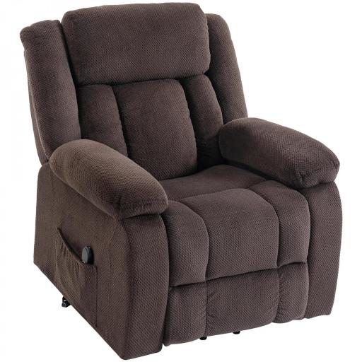 Sillón Relax Reclinable Eléctrico Levanta Personas con Puerto USB Control Remoto Asiento Ancho Reposapiés Marrón [8]