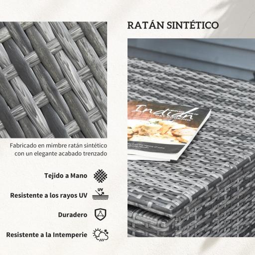 Conjunto de 4 Muebles de Jardín de Ratán con 2 Sofás Dobles Mesa Central Mesa con Arcón Cojines Extraíbles para Terraza Exterior 132x69x64 cm Gris [3]