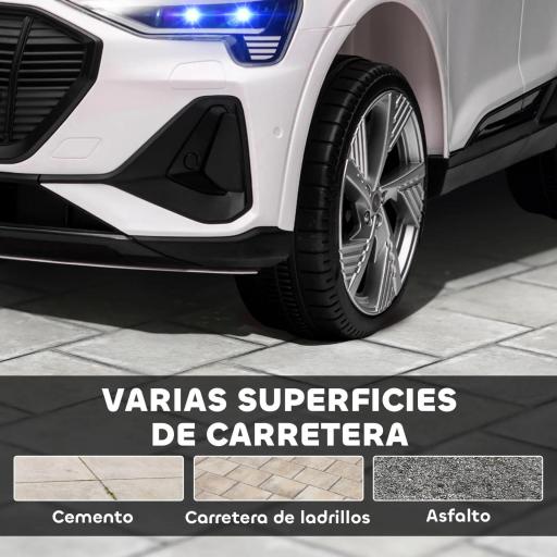 Coche de Batería para Niños 12V Audi E-tron con Mando a Distancia Faros Bocina Música Velocidad 3-5 km/h Blanco [1]