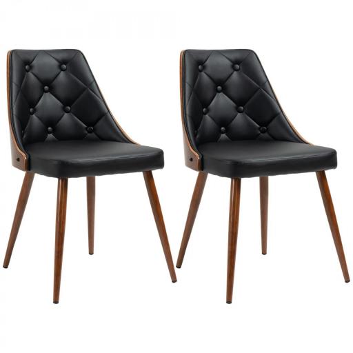 Set de 2 Sillas de Comedor Modernas con Asiento Tapizado en Cuero Sintético y Patas de Acero 50,5x59x82 cm Negro [8]