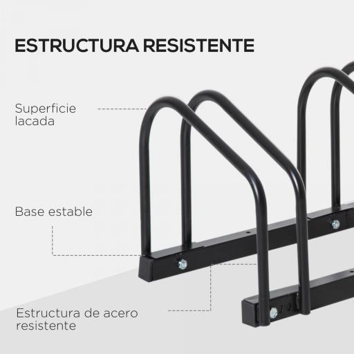Aparcamiento para 3 Bicicletas Soporte de Acero para Aparcar Bicicletas en el Suelo o Pared 76x33x27 cm Negro [2]