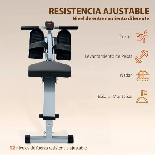 Máquina de Remo Resistencia Ajustable de 12 Niveles con Pantalla LCD para Fitness y Ejercicios de Musculación para Gimnasio en casa Equipo de Entrenamiento Interior [2]