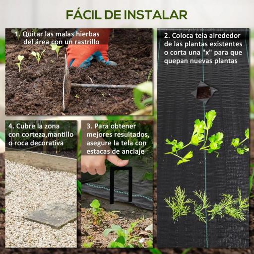 Malla Geotextil 2x50 m Malla de Jardín contra Malas Hierbas 130 g/m² Rollo de Malla Antimaleza Negro [5]