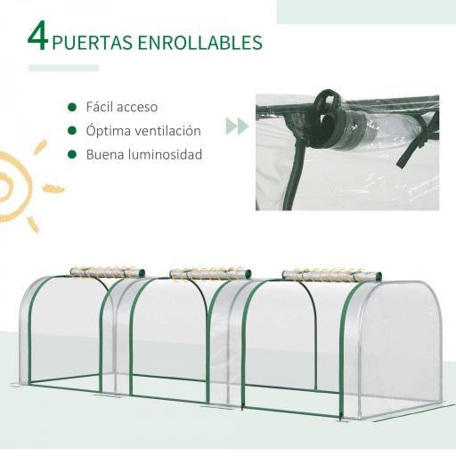 Invernadero de Jardín 295x100x80 cm para Cultivo de Plantas Tipo Túnel Marco Acero y Plástico Transparente [3]