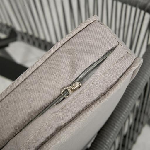 Conjunto de Muebles de Jardín de Ratán 3 Piezas Incluye 1 Mesa y 2 Sillones con Cojines Acolchados Gris [7]