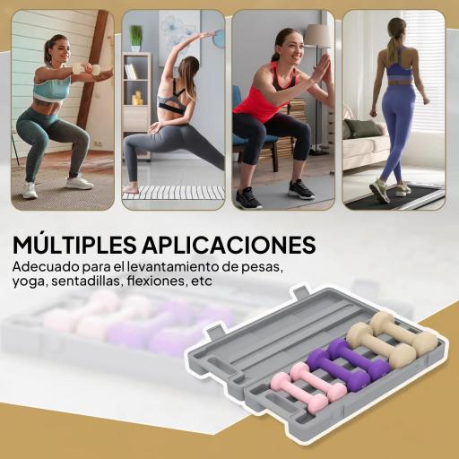 Juego de 6 Mancuernas Hexagonales de 1,5kg 1kg y 0,5kg con Revestimiento de PU con Maletín 43x18x7,5 cm Multicolor [2]