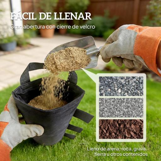 Pack de 8 Bolsas de Peso para Carpa Bolsas de Arena de Tela Oxford 600D para Patas de Toldo Sin Arena Negro [2]