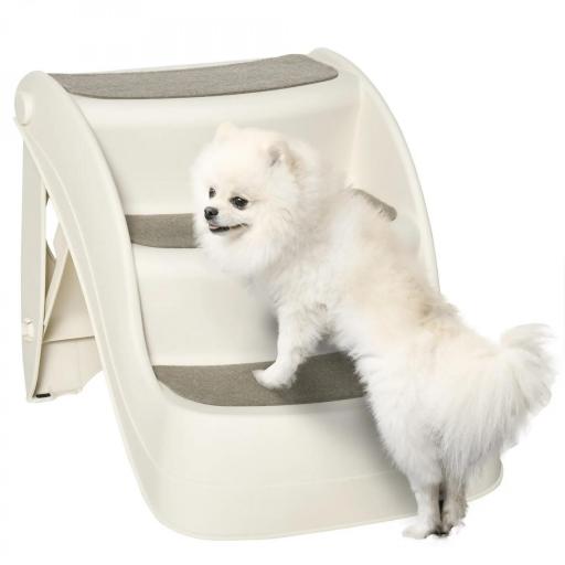 Escalera para Mascotas de 3 Peldaños Plegable Escalón para Perros Gatos para Cama Sofá 49x38x38 cm Crema [8]