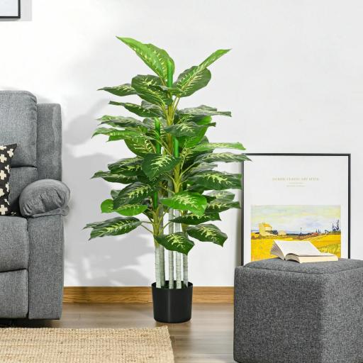 Aglaonema Artificial Planta Sintética de 120 cm con 53 Hojas Decoración para Hogar Oficina Verde [0]