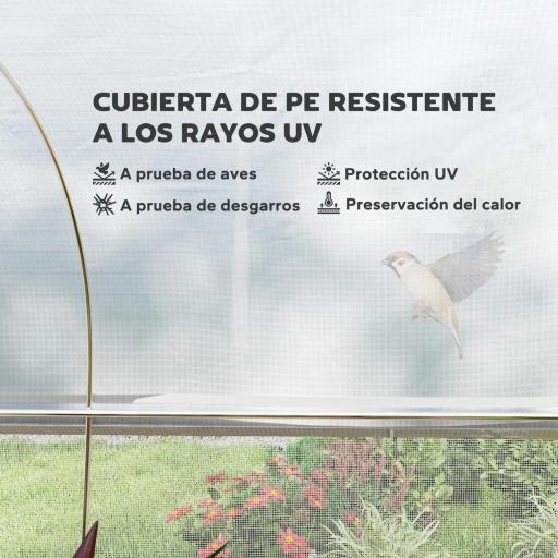 Invernadero de Túnel 6x3x2 m con Anti-UV y Puerta Enrollable con Cremallera Paredes Laterales con Malla Blanco [2]