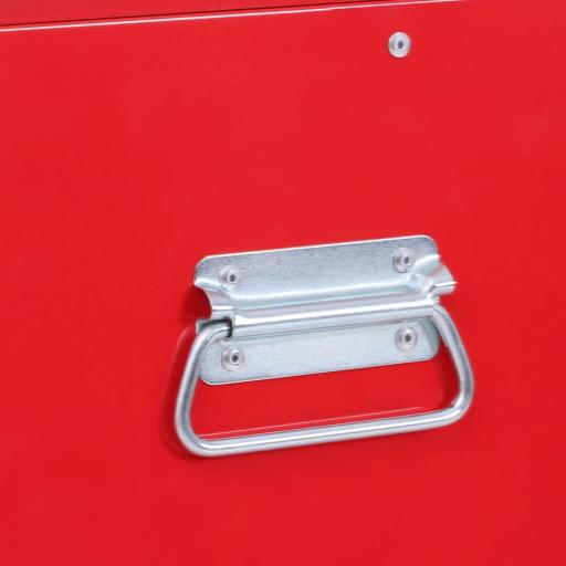 Carro de Herramientas con Baúl Superior 6 Cajones Armario Cerradura 4 Ganchos para Garaje Hogar Rojo [3]