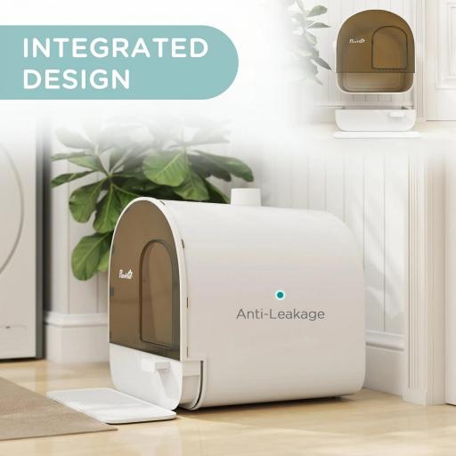 Arenero para Gatos Caja de Arena Cerrada para Gatos con Bandeja Extraíble Pala y Filtro 43x44x47 cm Blanco [2]