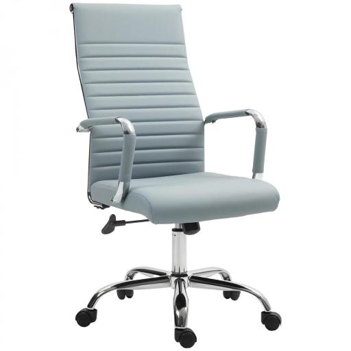 Silla de Escritorio Giratoria con Respaldo Alto Altura Ajustable Función Basculante y Reposabrazos Gris Claro [8]