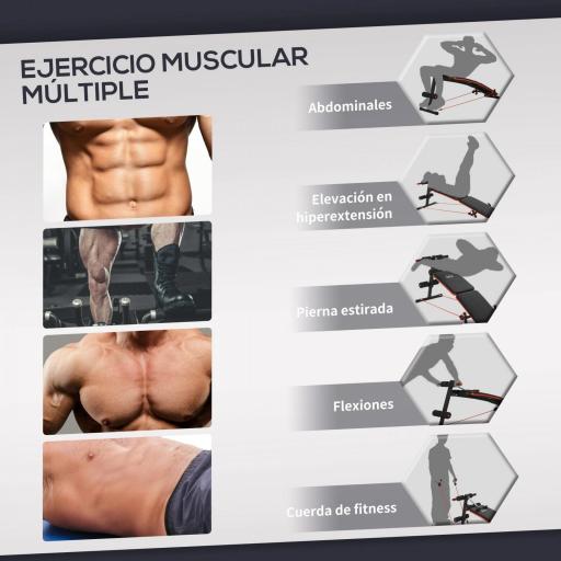 Banco de Ejercicio o Musculación, Banco Abdominales Plegable Ajustable en Altura con Soporte Poplíteo Regulable Ideal Hogar y Gimnasio 137x51x50-66 cm Negro [5]